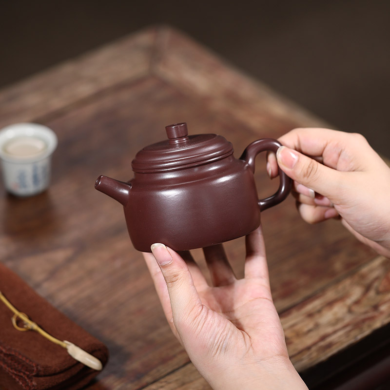 全纯手工紫砂壶正宗宜兴原矿黑朱泥德钟壶家用泡茶壶茶具套装单壶