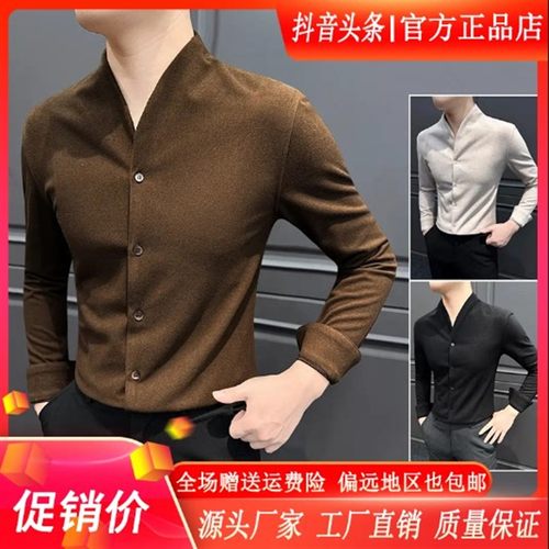 师凯服饰Amphelisia长衬衫新中式立领中山T装秋冬毛呢厚款保暖男