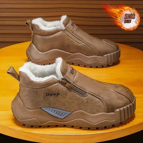 肯古拉轻奢精选加绒加厚雪地靴男士潮流百搭保R暖懒人一脚蹬拉链