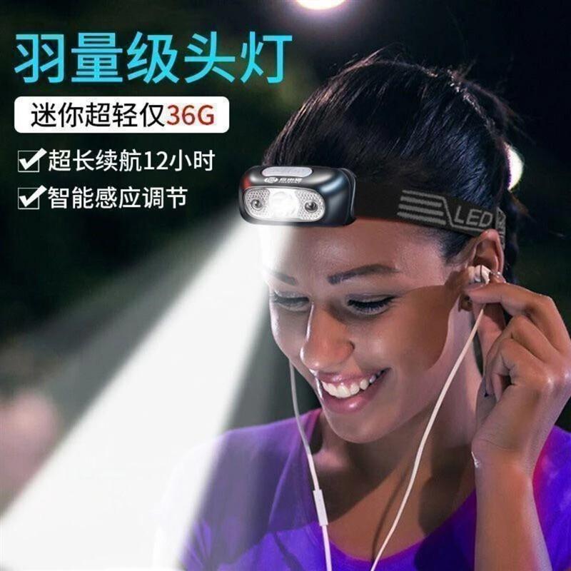 尽兴晚LED头灯超亮可充电头戴式强光感应特亮手电筒小型便携式