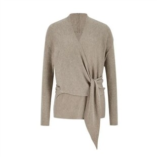 景优百货铺秋季慵懒风V领设计交叉绑带收腰针织衫上衣休闲