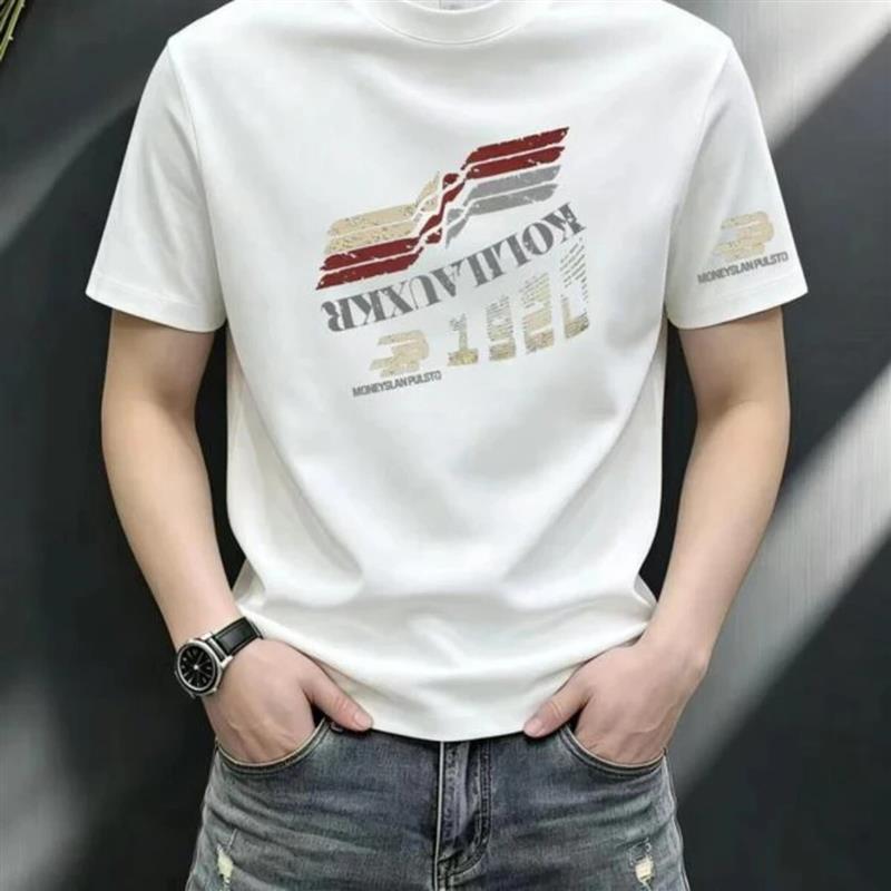 雨格yg1男士夏季潮流冰感短袖恤美式t恤高级宽松圆领休闲百搭上衣