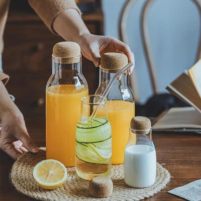 民宿餐饮店果汁奶茶饮料瓶玻璃冷水壶简约耐高温软木塞青梅泡酒瓶