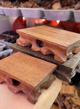 水晶玉石矿物矿标摆件底座 木头木质雕刻底座 黑檀木方形底座