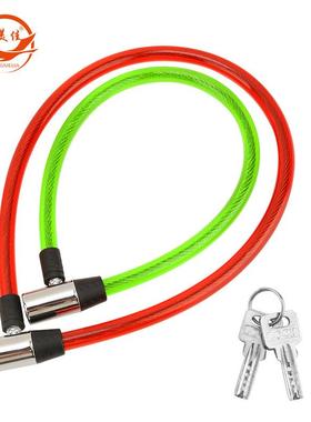 工厂加粗钢丝锁自行车锁条形锁圈型锁单车钢缆锁80cm耐磨耐用