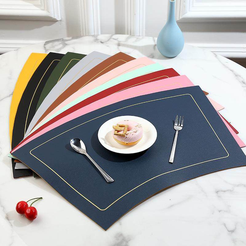 新中式餐厅酒店圆桌高档皮革餐垫西餐垫双面扇形隔热餐桌垫餐盘垫