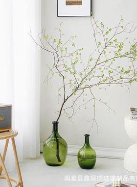 现代简约大肚吊钟玻璃马醉木花瓶大水养干花特大号工艺艺术品摆件