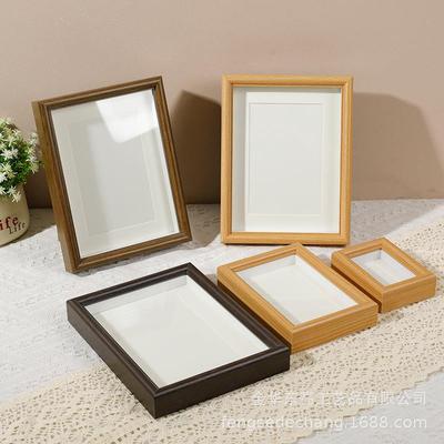 相框摆台立体中空木质6寸7寸8寸玻璃面多色摆台挂墙厂家