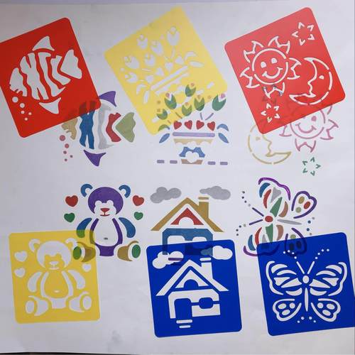 彩色儿童绘画模板pp镂空画板圣诞模版手抄报DIY创意