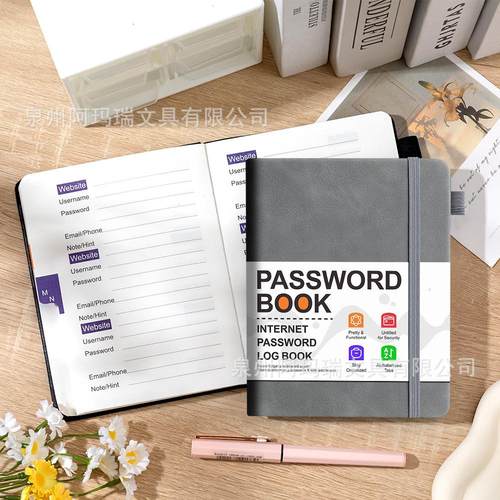 亚马逊跨境密码本英文地址本电话本现货绑带b6笔记本子网站记录本