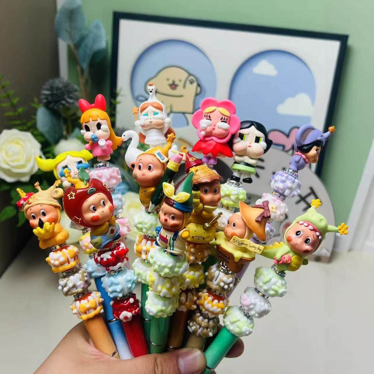 创意新款星星人个性手绘珠卡通玩偶中性笔改娃萌粒创意DIY串珠笔
