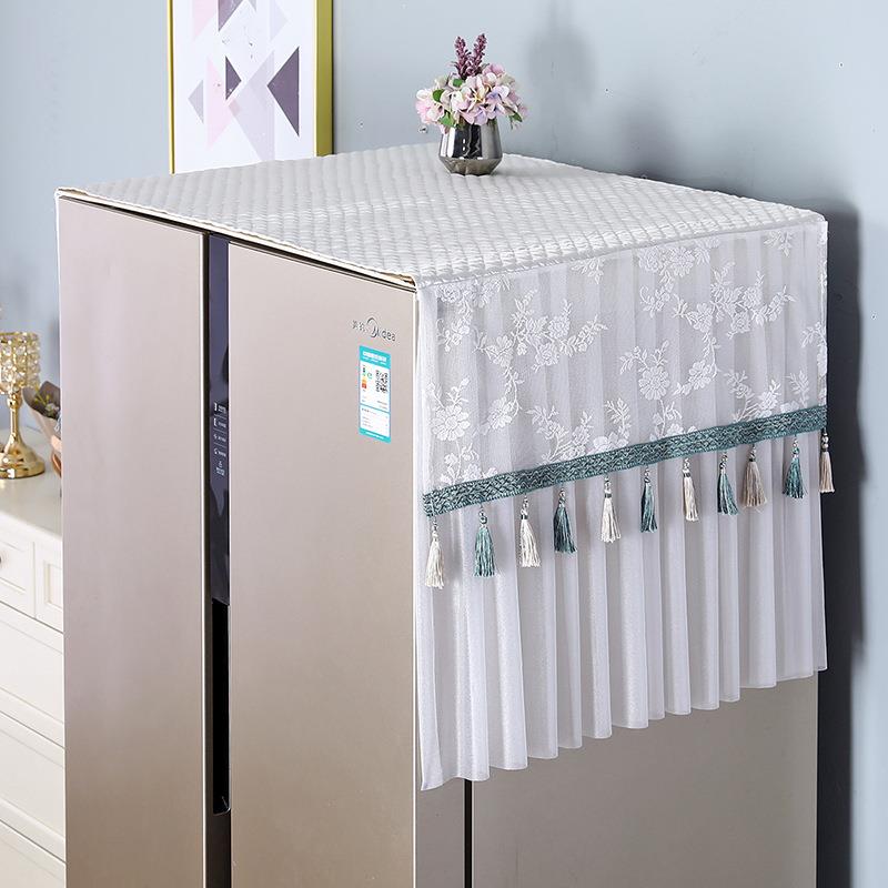 厂家冰箱罩双开门单开门盖巾蕾丝洗衣机防尘罩冰箱套盖布白色