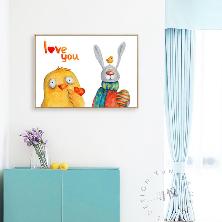 现代简约卡通动物电表箱装饰画 上翻北欧配电箱遮挡挂画电闸壁画图片