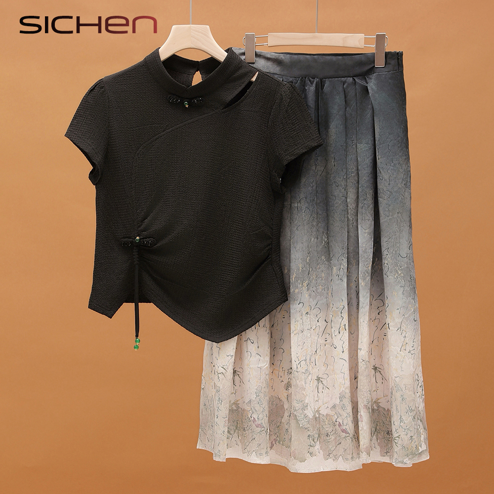 妈妈夏装高贵洋气新中式套装裙