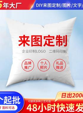 diy双面企业log展会礼品抱枕定制沙发靠垫套高清印花抱枕靠腰