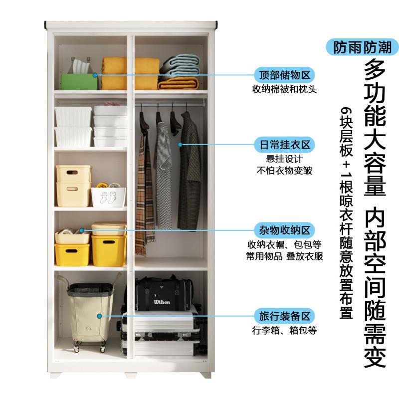 【折扣价】fLE钢制家用室外防晒防潮阳台储物柜卧室推拉门衣柜户