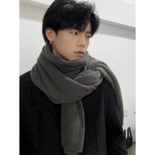 冬季 英伦风送男友围脖大气男生日礼物 围巾男纯色高档保暖防寒男款