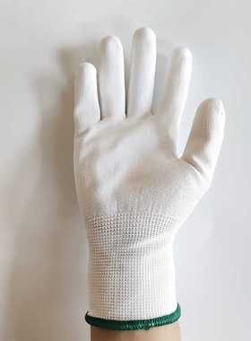 PU508涂层防静电白色劳保防护手套无尘电子精密工作工厂耐磨