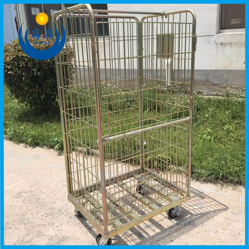 镀彩锌物流台车仓库物流折叠仓储运输设备 货笼车网片车理货台车
