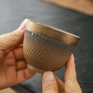 粗陶功夫茶具家用高端陶瓷主人茶杯单个茶杯大号手工茶盏单杯茶碗