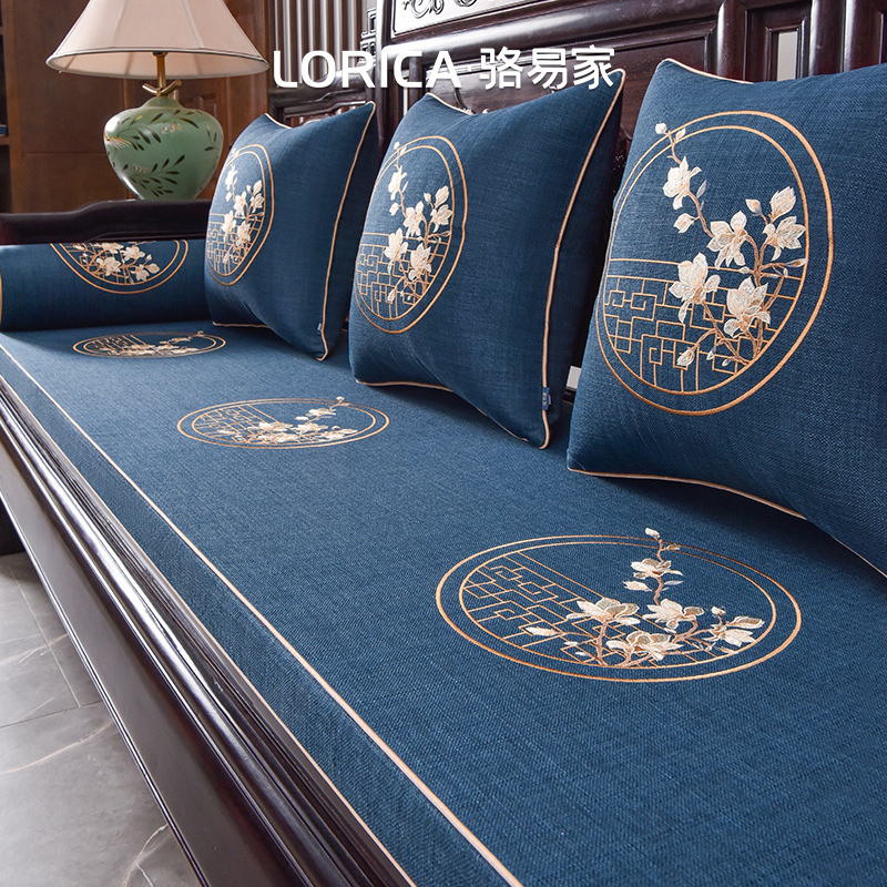 玉兰中式刺绣f红木沙发坐垫实木家具沙发垫子家用高档定制防滑套