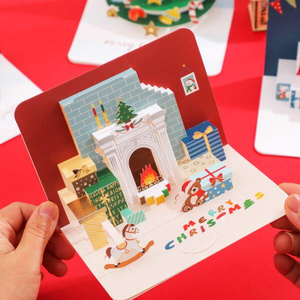 新款创意3D立体卡通圣诞小卡片节日祝福感谢贺卡圣诞送礼留言卡