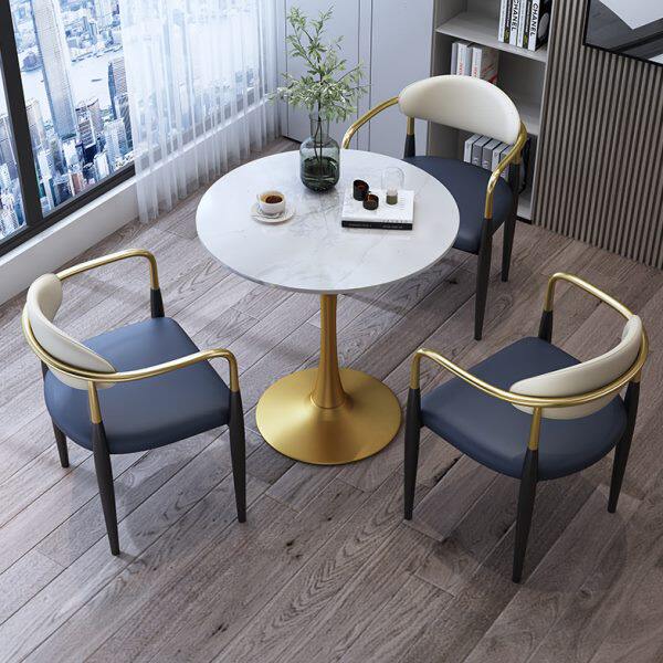 岩板洽谈桌椅组合休息区售楼处会客休闲接待小圆桌网红阳台小桌椅