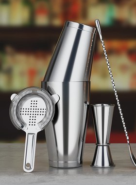 不锈钢波士顿摇酒壶手摇雪克杯shake鸡尾酒调酒器具入门套装工具
