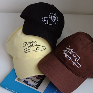 凡几Inapsquare联名韩国插画夏日防晒棉质软顶刺绣棒球鸭舌男女帽