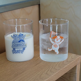 Katalogue动物插画玻璃杯可爱日系韩系复古卡通高硼硅耐热