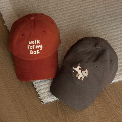 小狗插画+软顶+四季通用+弯檐