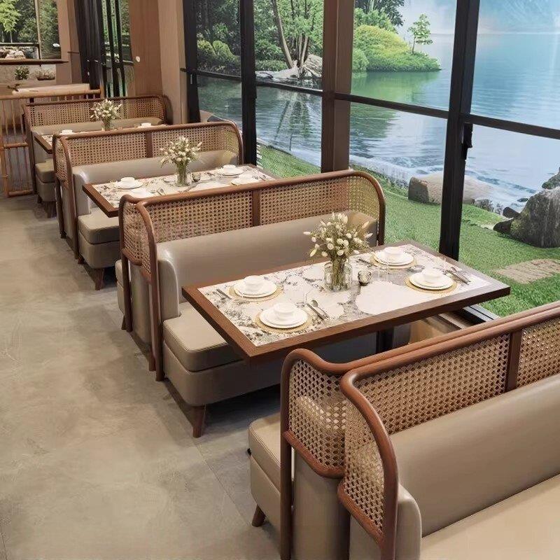 东南亚主题西餐厅火锅店茶楼卡座沙发商用饭店日料店餐厅桌椅组合