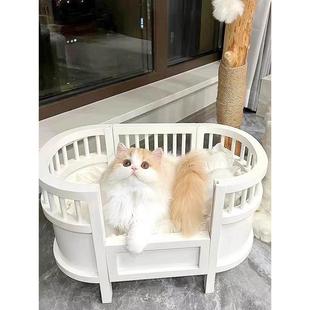 通用木质猫窝狗窝抖音仙气摆拍大号网红猫床 猫咪公主床可拆洗四季