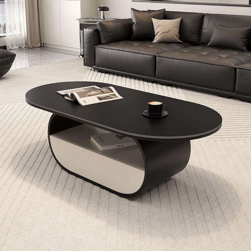 意式简约风岩板茶几客厅家用现代简约高级感创意极简椭圆形茶几桌