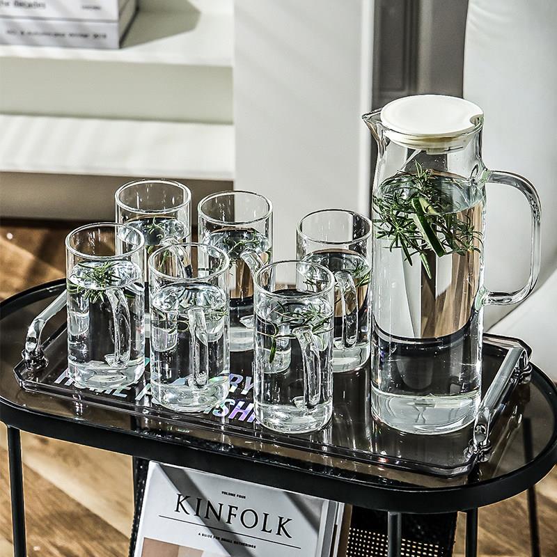 高颜值玻璃杯子套装家用客厅待客喝水水杯ins风茶具茶杯水具耐热