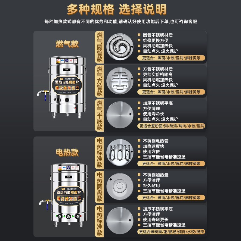煮面炉商用多功能熬高锅电热燃气熬粥桶大容量卤汤锅煮汤锅煮面桶