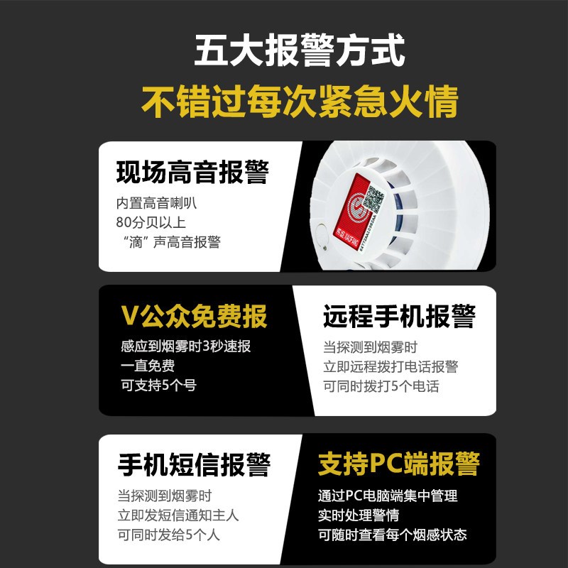 4G无线联网式烟雾烟感报警器消防商用家用独立烟雾感应探测3c认证