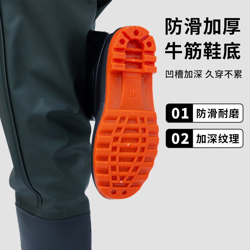 下水裤连体半身水裤赶海钓鱼雨裤防水背带下水裤水鞋抓鱼涉水裤