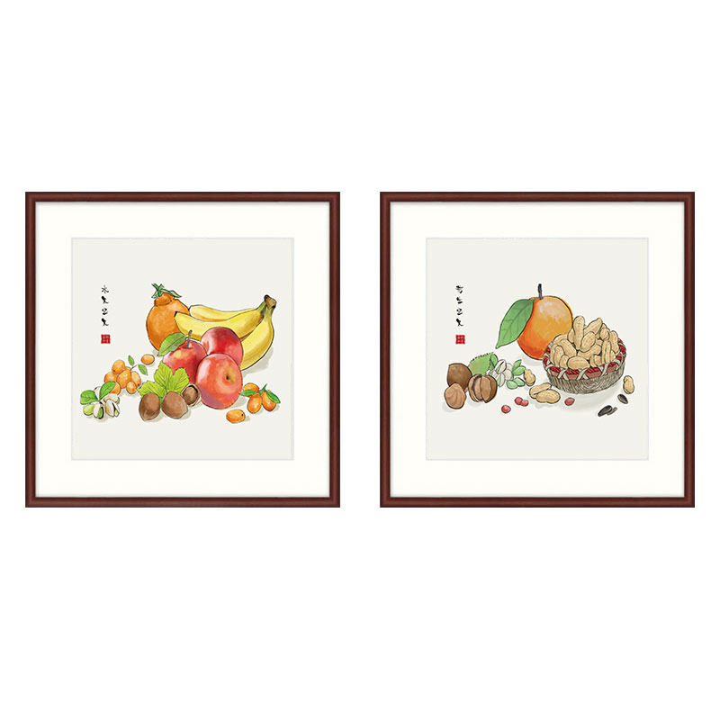 蔬菜水果装饰画国画新中式客厅背景墙面挂画卧室饭厅餐厅玄关壁画