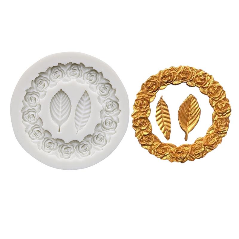玫瑰边框树叶液态硅胶模具DIY工具相框镜框造型 石膏黏土滴胶装饰
