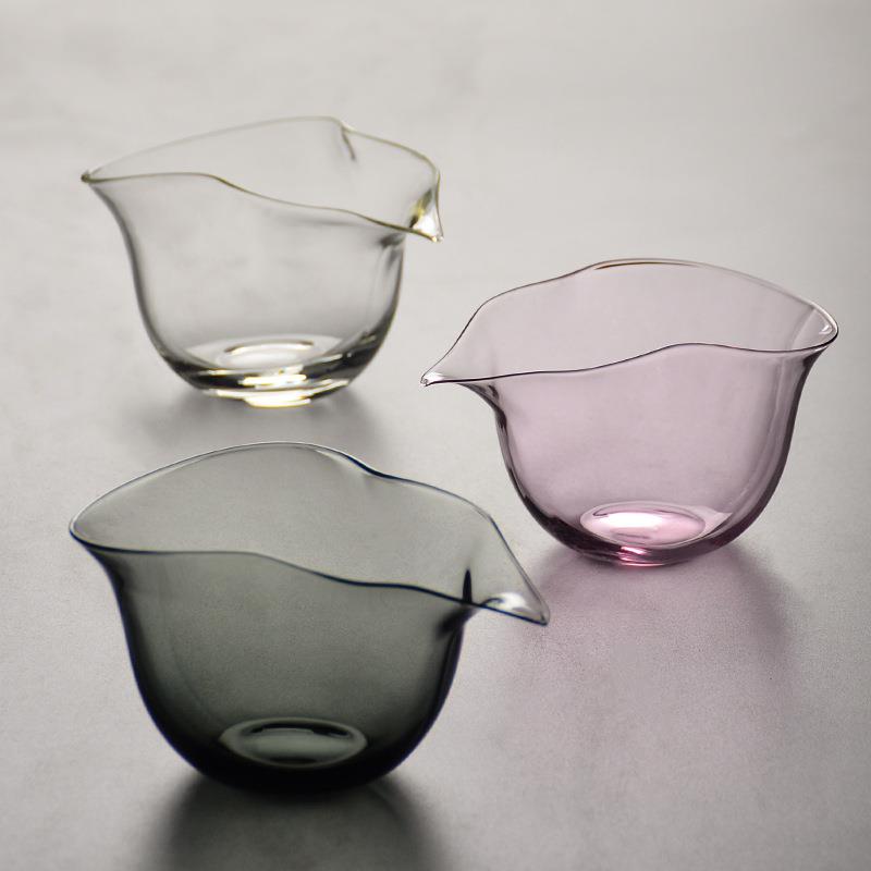 粉色葫芦公道杯高硼硅简约茶海烟灰日式公杯高档福禄琉璃分茶器