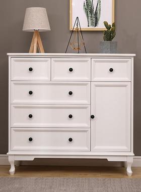 斗柜五斗柜实木客厅储物柜餐边柜窄柜白色夹缝抽屉式整装收纳柜子