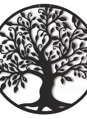 跨境墙面铁艺生命之树金属剪影家居墙装饰标志墙壁挂件立体造型