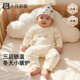 十月名裳婴儿连体衣纯棉保暖护肚爬服新生宝宝40克夹棉秋冬款 哈衣