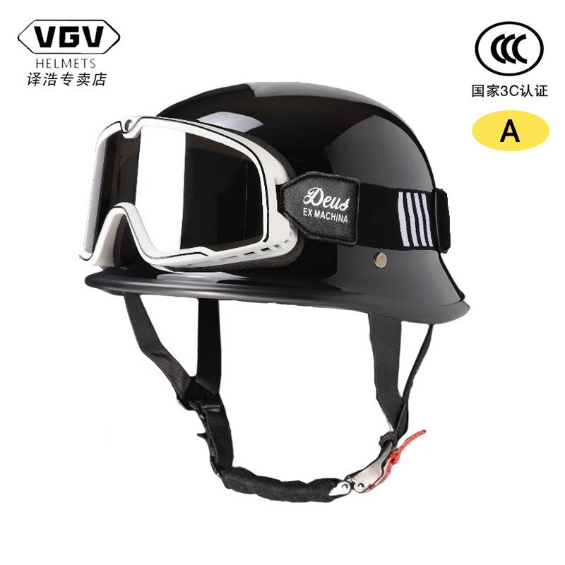 复古头盔男女碳纤维夏季半盔瓢盔