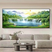 日出客厅沙发背景墙装 饰画东墙青山旭日升靠山背有挂画聚宝盆东方