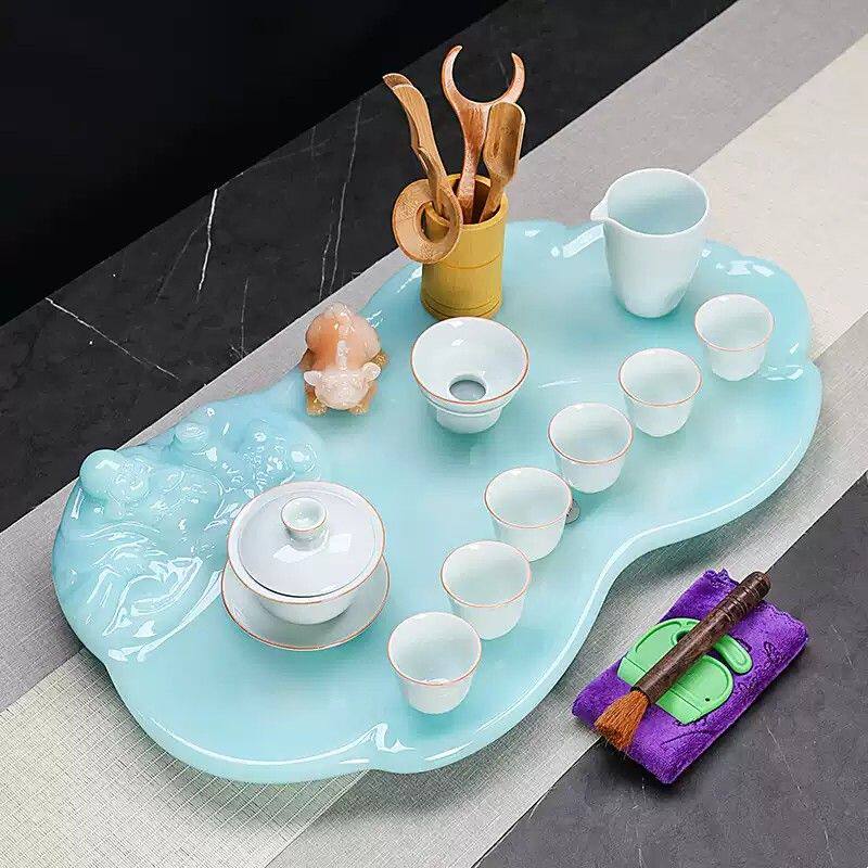 弥勒茶盘茶具套装现代中式客厅家用仿玉石功夫小形茶台带排水包邮