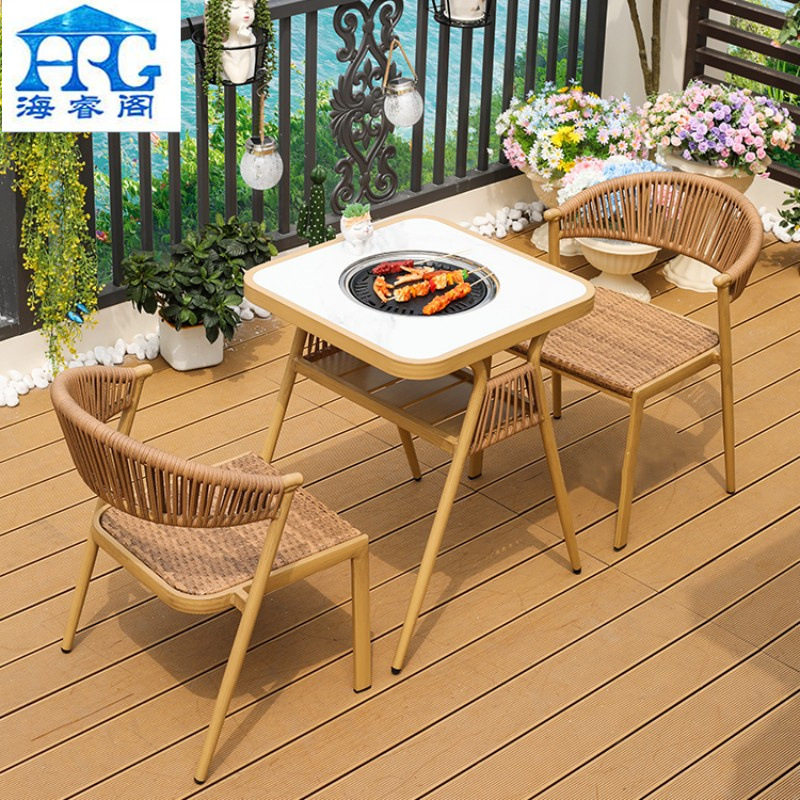 户外桌椅组合阳台藤椅三件套室外烧烤台民宿咖啡厅围炉煮茶藤编椅,住宅家具,桌椅套件,淘宝优惠券,粉丝福利购,淘宝优惠卷