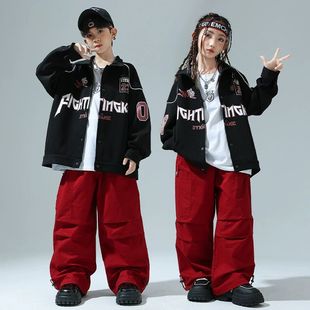 儿童街舞套装少儿嘻哈hiphop外套女童炸街工装裤男童街舞棒球服