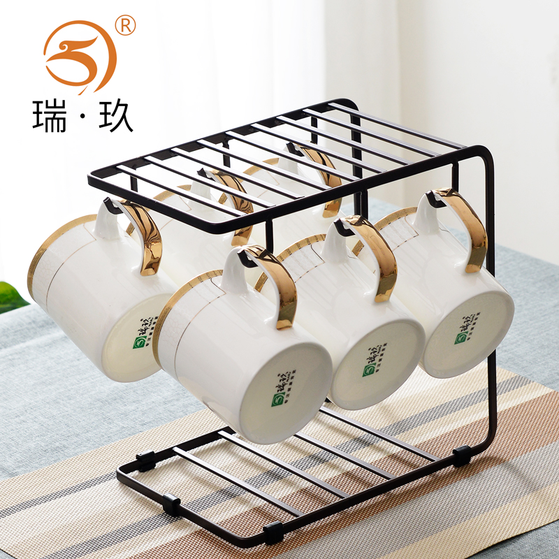 骨瓷马克杯会议杯6个套装送杯架